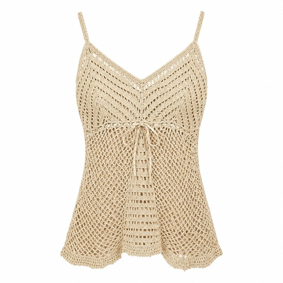 Faded Glory Tops - Vintage Y2K Crochet Silk Blend Babydoll Tank Top Small Boho Fairycore Festival